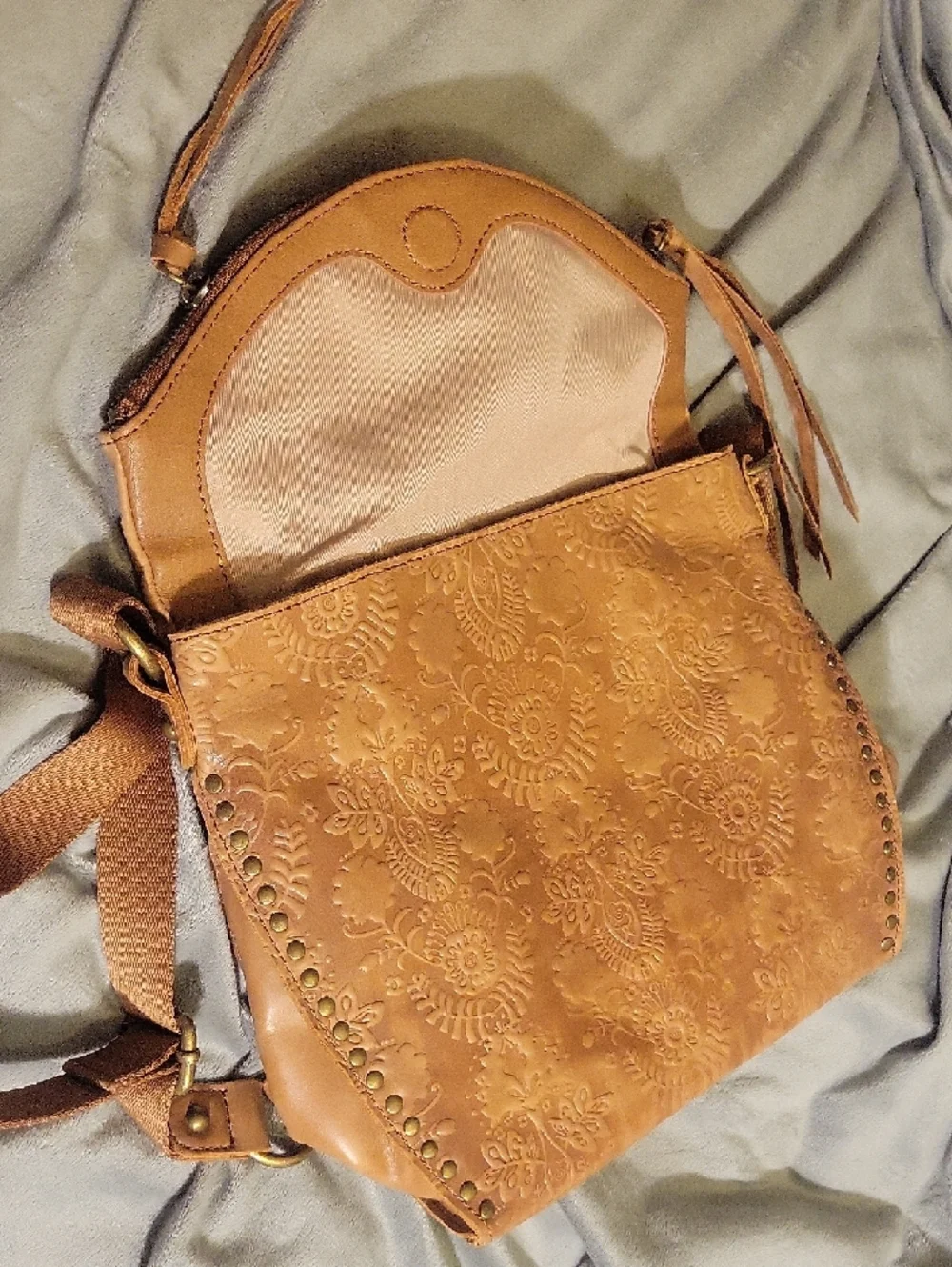 The Sak Tan Embossed Leather Crossbody with Tassel - Picture 8 of 8